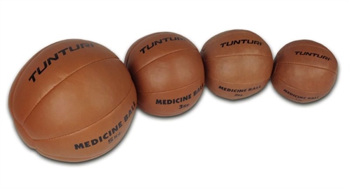 En række af Tunturi Medicinbolde i læder