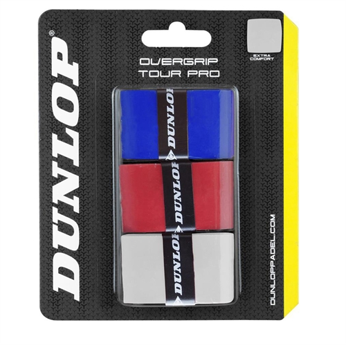 Dunlop Tour Pro Overgrip - 3 stk.  i blå rød og hvid