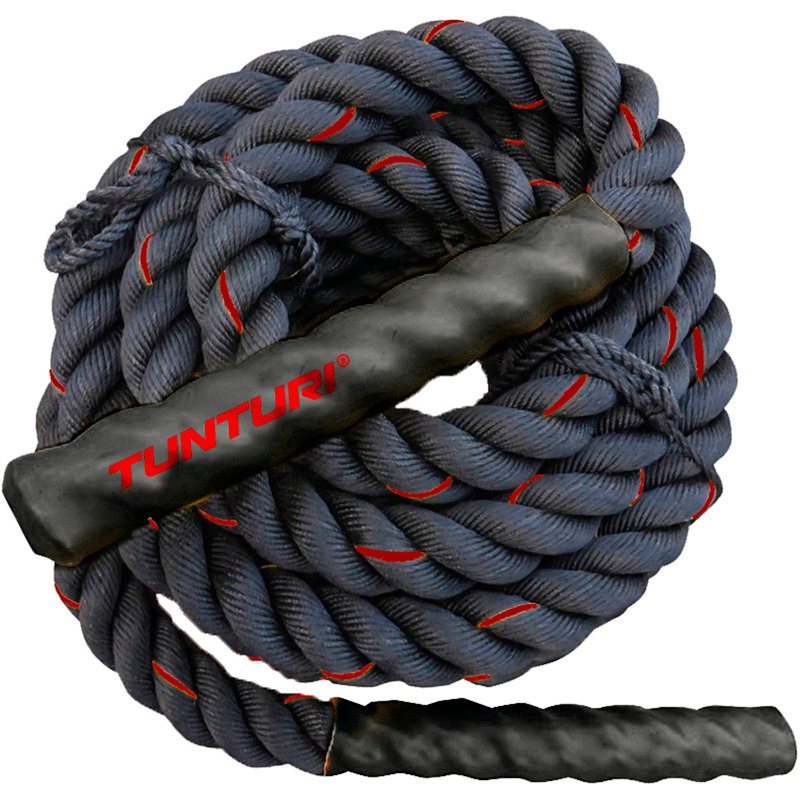 Tunturi Battle Rope - 9m i grå og sort med rød skrift