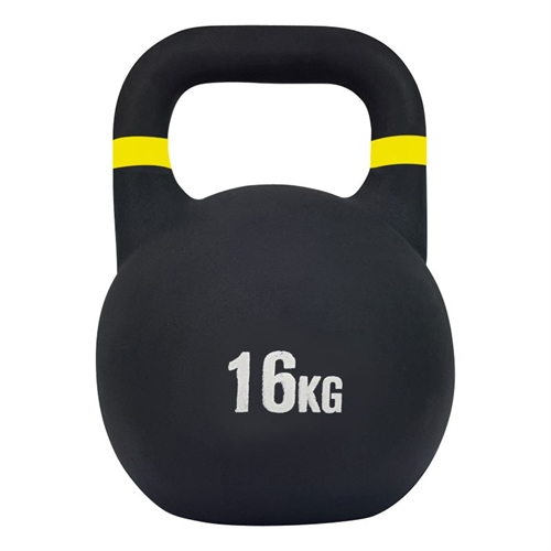 Tunturi Competetion Kettlebell - 16 kg i sort med gule detaljer
