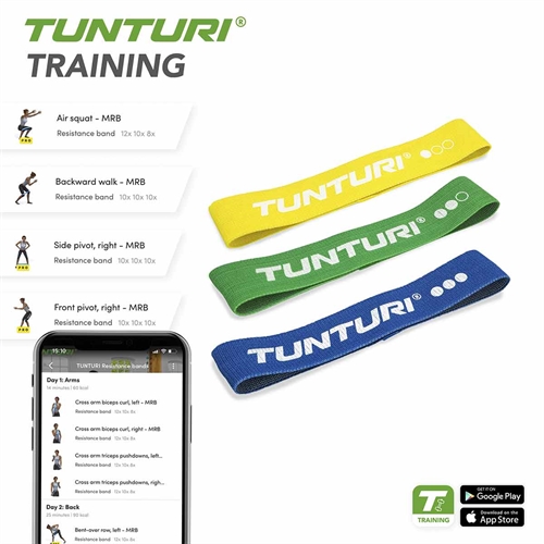 App til Tunturi Textil elastiksæt - 3 stk.