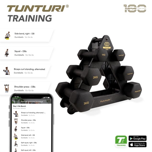 Træningsapp til Tunturi Centuri Håndvægtsæt -  3 sæt