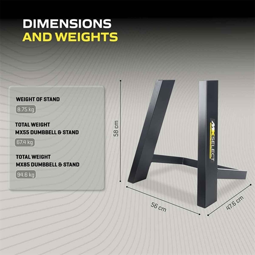 MX Select håndvægtstativ mål