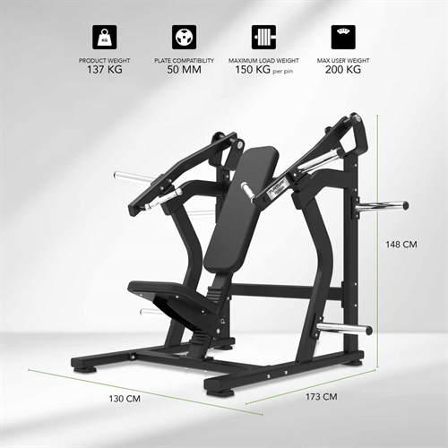 Tunturi Platinum Incline Chestpress (Plate Loaded) mål