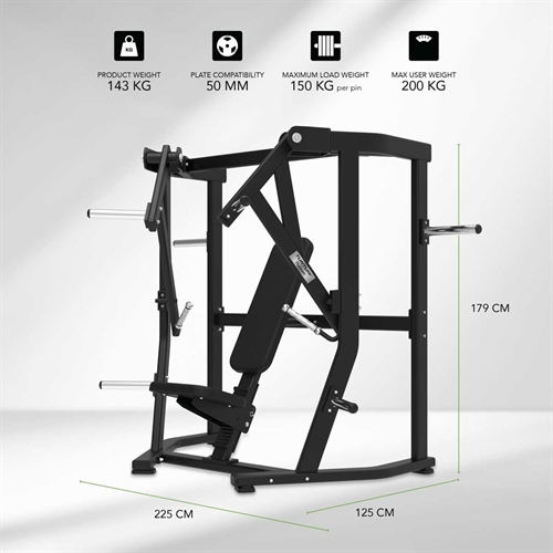 Tunturi Platinum Wide Chest Press (Plate Loaded) mål