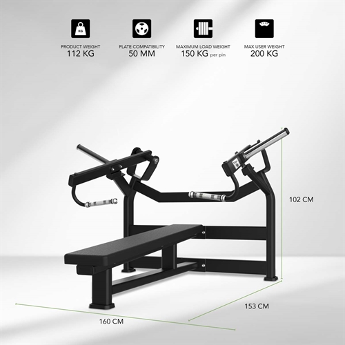 Tunturi Platinum Horizontal Chestpress (Plate Loaded) mål