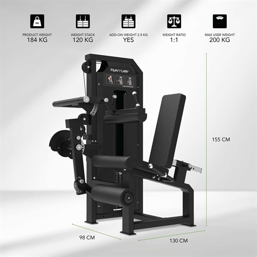 Tunturi Platinum Dual Legcurl/Extension (Selectorized) mål
