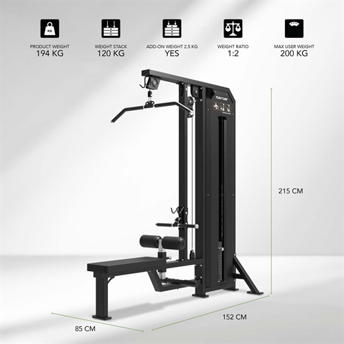 Tunturi Platinum Dual Lat Pulldown/Low Row (Selectorized) mål