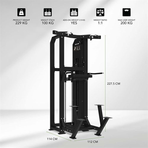 Tunturi Platinum Dual Assisted Chin Up/Dip (Selectorized) mål
