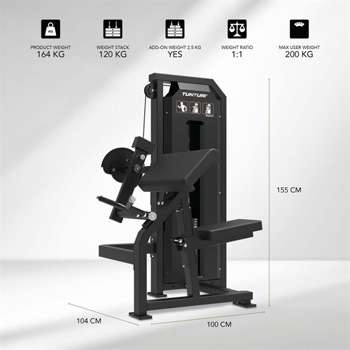 Tunturi Platinum Biceps Curl (Selectorized) mål