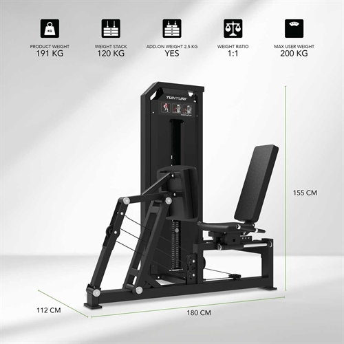 Tunturi Platinum Seated Legpress (Selectorized) mål