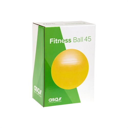 Dette er en fitnessbold på 45cm fra ASG i farven gul