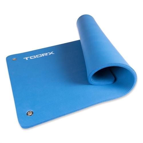 TOORX Pro Træningsmåtte - Blå halv rullet sammen