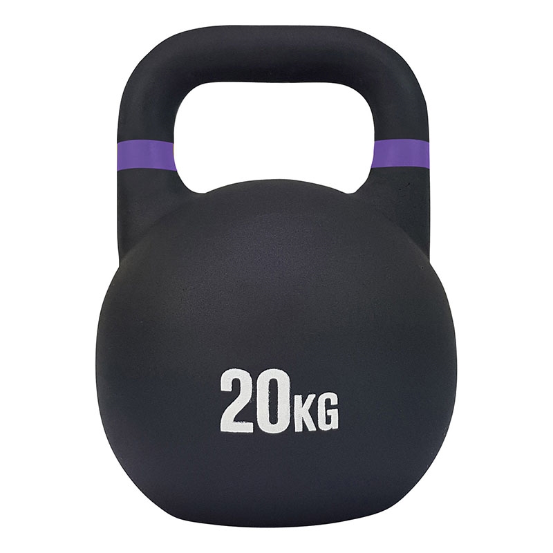 Tunturi Competition Kettlebell - 20 kg i sort med lilla detaljer