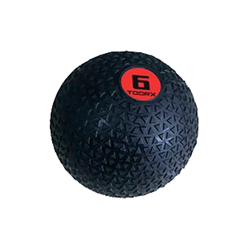 Dette er en Toorx Slam Ball 6 kg ø 23 cm, bolden er sort og rød